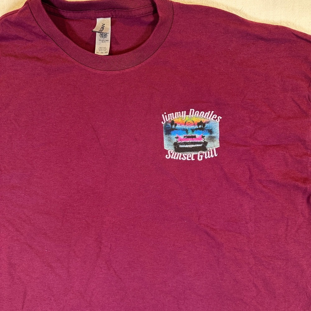 Jimmy Doodles Sunset Grill Heavy Cotton T-Shirt Maroon Mens 2XL Funny - Picture 3 of 16